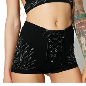 Current mood beaded shorts black